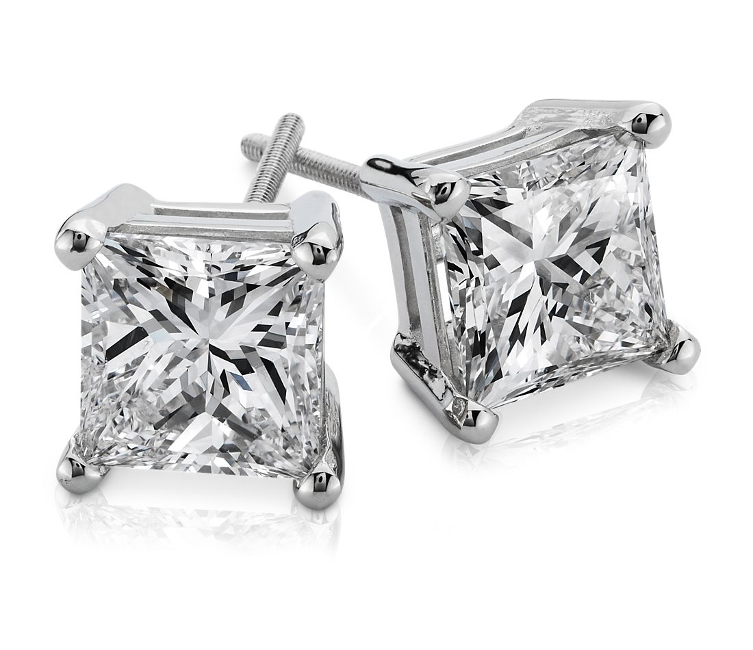 3/4ctw Princess Cut Diamond Stud Earrings