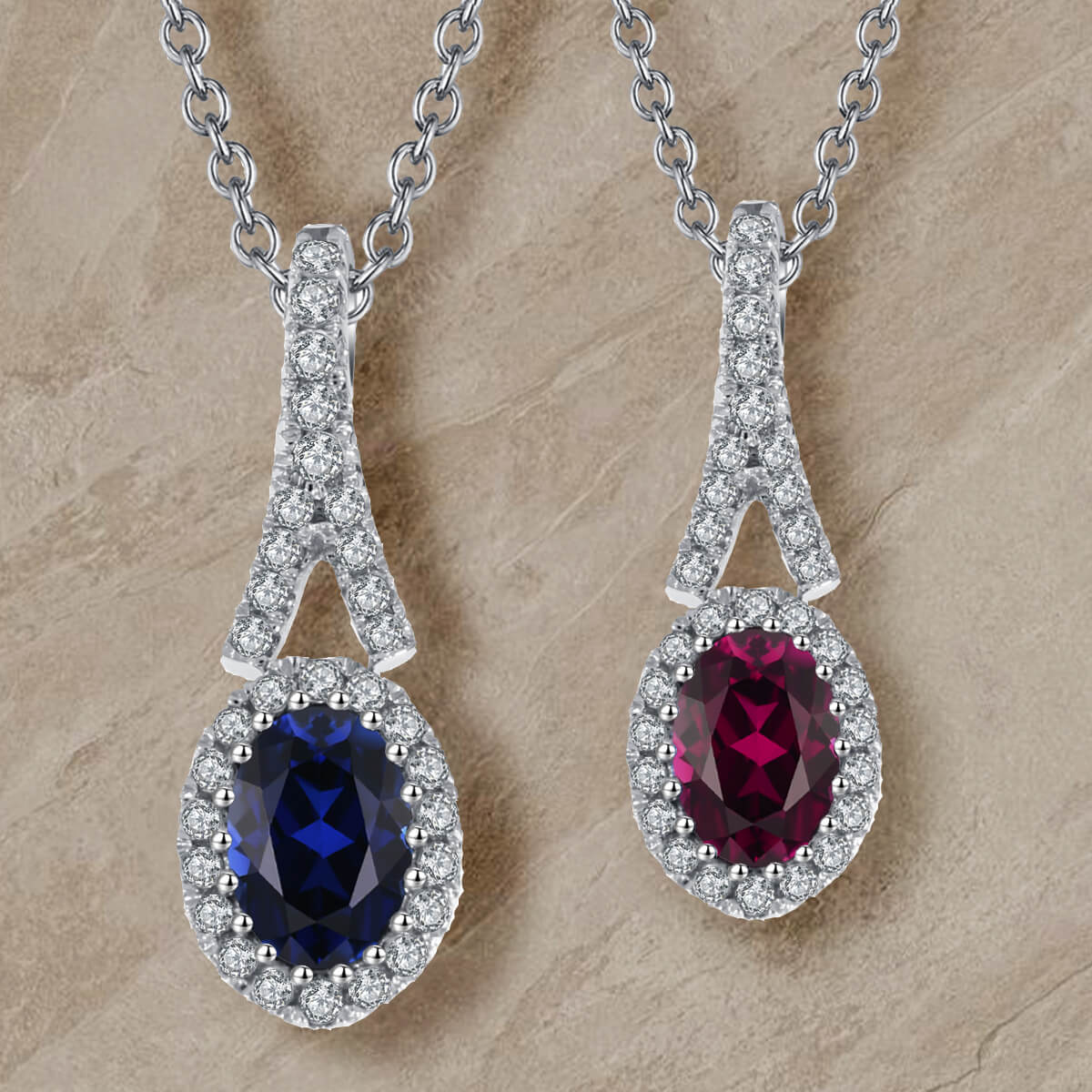 Color Stone/Diamond Pendant